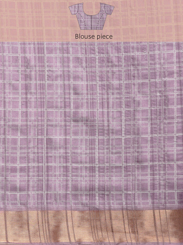 Lavender Silk Blend Digital Print Floral Saree with Unstitched Blouse - Hiral Fashion