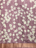 Purple Silk Blend Digital Print Floral Saree with Unstitched Blouse - Hiral Fashion
