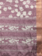 Purple Silk Blend Digital Print Floral Saree with Unstitched Blouse - Hiral Fashion