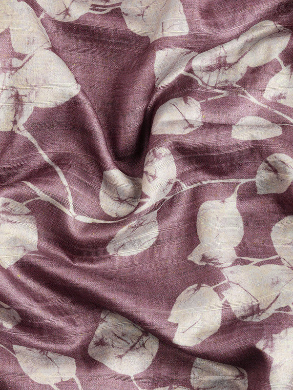 Purple Silk Blend Digital Print Floral Saree with Unstitched Blouse - Hiral Fashion