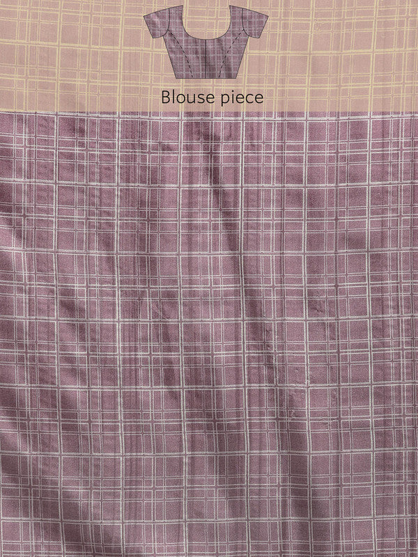 Purple Silk Blend Digital Print Floral Saree with Unstitched Blouse - Hiral Fashion