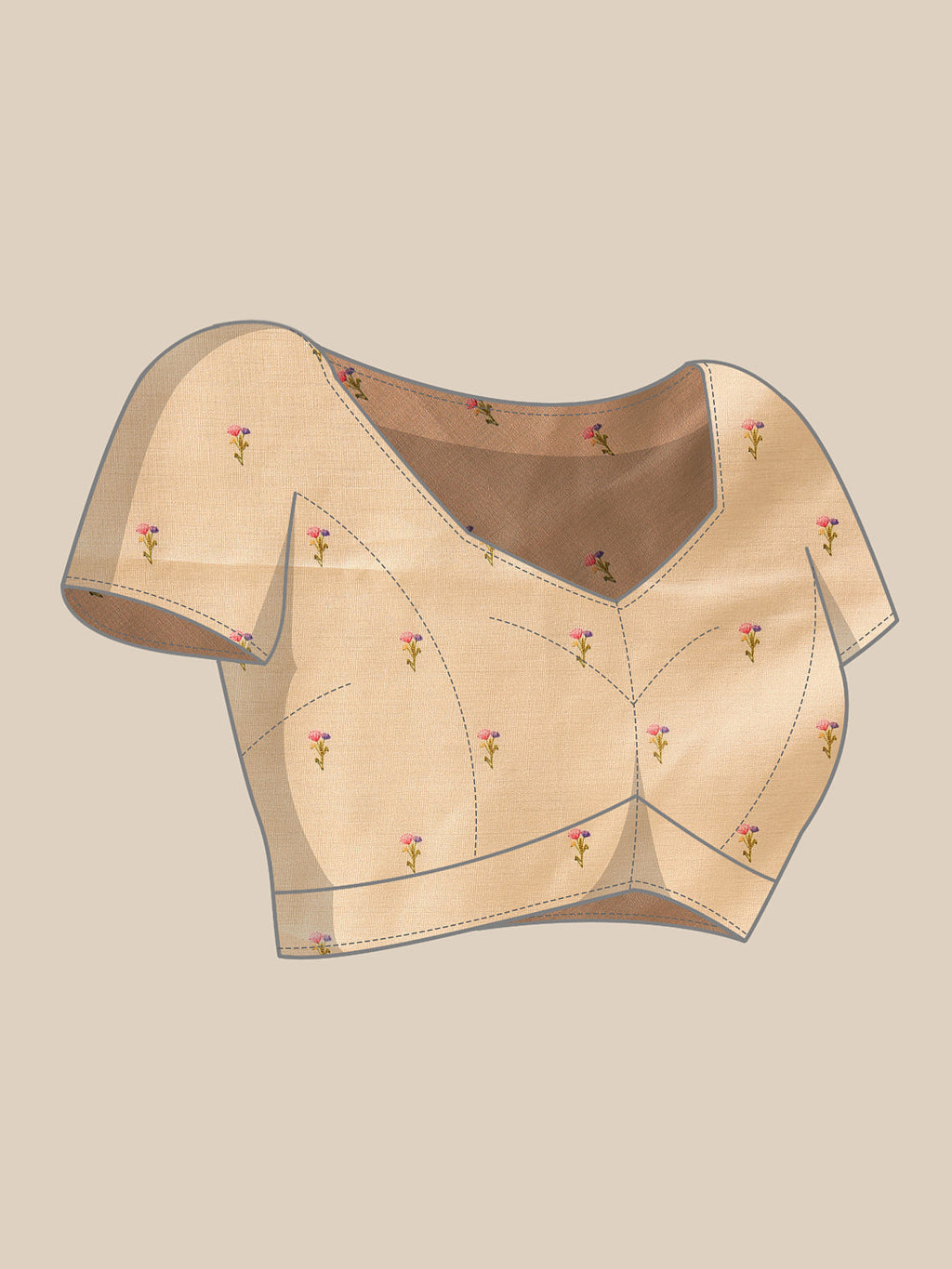 Hiral Fashion Beige Banarasi Art Silk Floral Digital Printed Saree