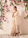 Hiral Fashion Beige Banarasi Art Silk Floral Digital Printed Saree