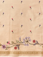 Hiral Fashion Beige Banarasi Art Silk Floral Digital Printed Saree