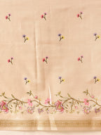 Hiral Fashion Beige Banarasi Art Silk Floral Digital Printed Saree