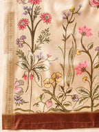Hiral Fashion Beige Banarasi Art Silk Floral Digital Printed Saree