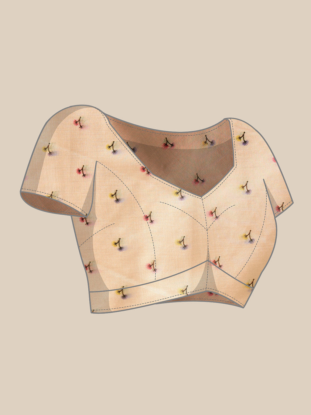 Hiral Fashion Beige Banarasi Art Silk Floral Digital Printed Saree