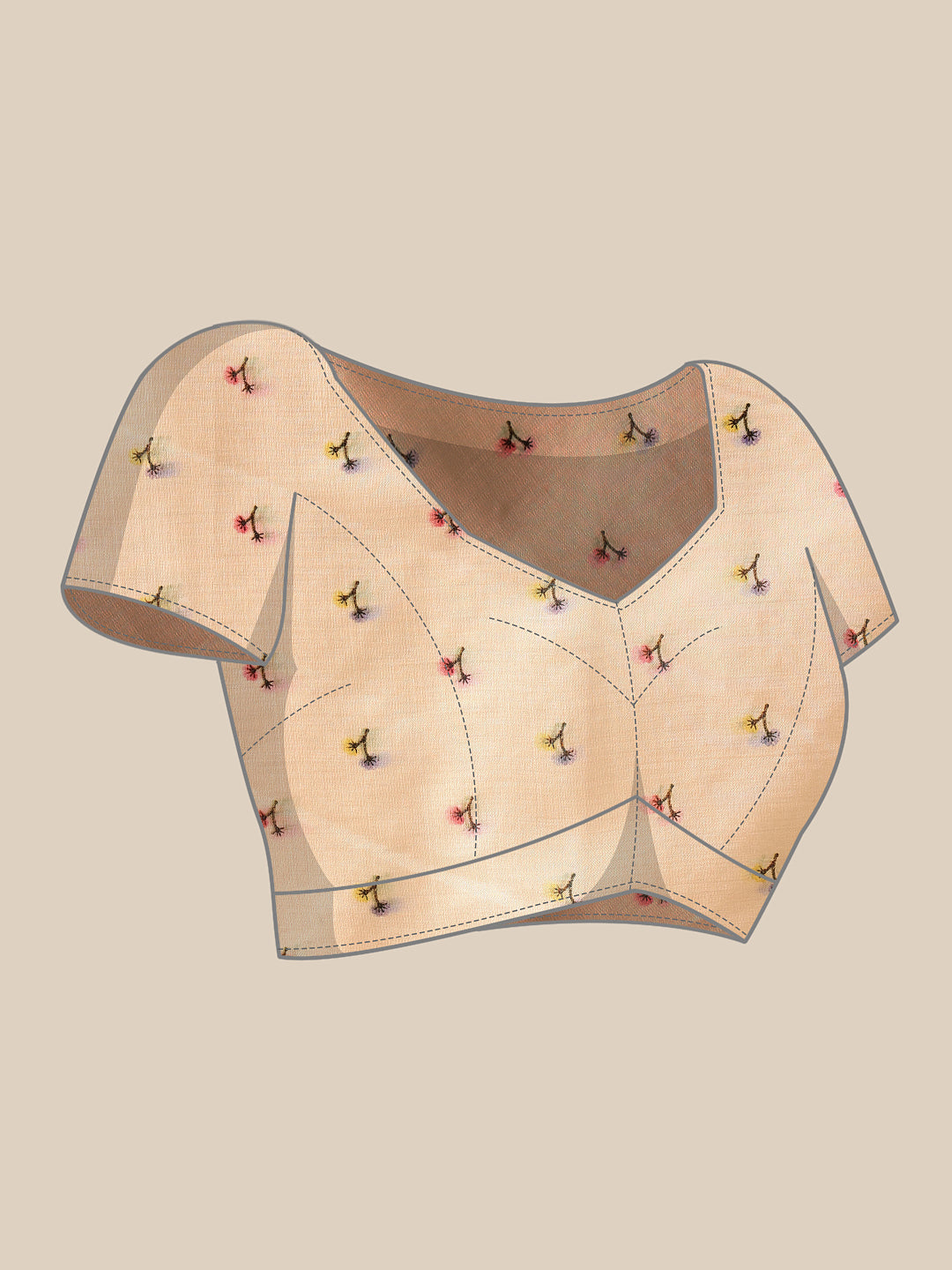 Hiral Fashion Beige Banarasi Art Silk Floral Digital Printed Saree