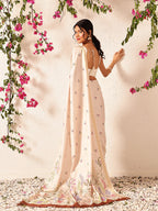 Hiral Fashion Beige Banarasi Art Silk Floral Digital Printed Saree