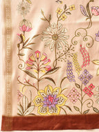 Hiral Fashion Beige Banarasi Art Silk Floral Digital Printed Saree