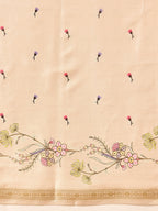 Hiral Fashion Beige Banarasi Art Silk Floral Digital Printed Saree