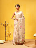 Hiral Fashion Beige Banarasi Art Silk Floral Digital Printed Saree