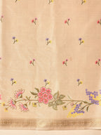 Hiral Fashion Beige Banarasi Art Silk Floral Digital Printed Saree