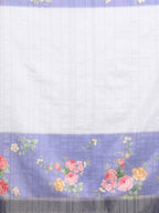 Lavender Tusser Silk Digital Print Floral Saree with Unstitched Blouse - Hiral Fashion