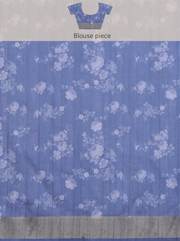 Lavender Tusser Silk Digital Print Floral Saree with Unstitched Blouse - Hiral Fashion