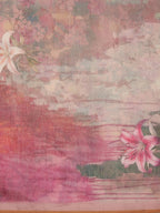 Multicolor Silk Blend Digital Print Floral Saree with Unstitched Blouse - Hiral Fashion