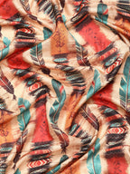 Beige Kanchipuram Silk Digital Print Abstract Saree with Unstitched Blouse - Hiral Fashion