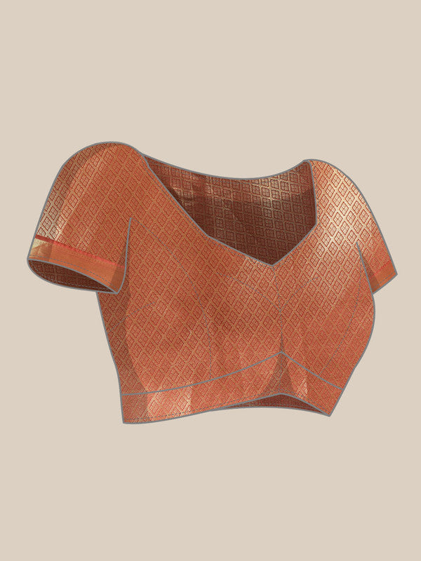 Beige Kanchipuram Silk Digital Print Abstract Saree with Unstitched Blouse - Hiral Fashion
