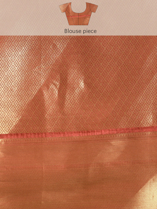 Beige Kanchipuram Silk Digital Print Abstract Saree with Unstitched Blouse - Hiral Fashion