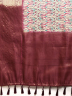 Off White Kanchipuram Silk Digital Print Paisely Saree with Unstitched Blouse - Hiral Fashion