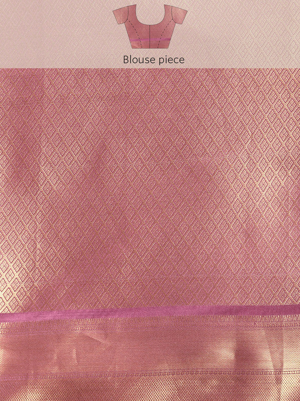 Purple Kanchipuram Silk Digital Print Floral Saree with Unstitched Blouse - Hiral Fashion