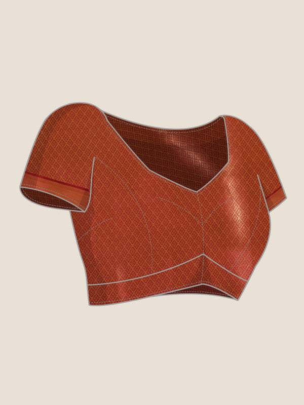 Maroon Kanchipuram Silk Digital Print Abstract Saree with Unstitched Blouse - Hiral Fashion