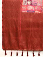 Multicolor Kanchipuram Silk Digital Print Paisely Saree with Unstitched Blouse - Hiral Fashion