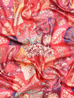 Multicolor Kanchipuram Silk Digital Print Paisely Saree with Unstitched Blouse - Hiral Fashion