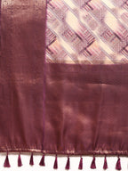 Beige Kanchipuram Silk Digital Print Geomatric Saree with Unstitched Blouse - Hiral Fashion