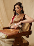 Beige Kanjeevaram Silk Digital Print Animal Print Saree with Unstitched Blouse - Hiral Fashion