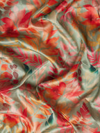 Green Kanjeevaram Silk Digital Print Floral Saree with Unstitched Blouse - Hiral Fashion