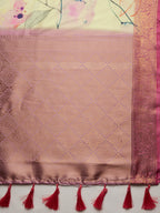 Multicolor Kanjeevaram Silk Digital Print Floral Saree with Unstitched Blouse - Hiral Fashion
