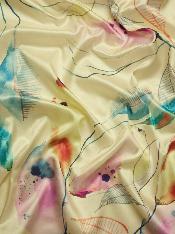 Multicolor Kanjeevaram Silk Digital Print Floral Saree with Unstitched Blouse - Hiral Fashion