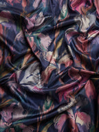 Navy Blue Kanjeevaram Silk Digital Print Floral Saree with Unstitched Blouse - Hiral Fashion