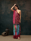 Multicolor Silk Blend Digital Print Bandhani Saree with Unstitched Blouse - Hiral Fashion