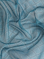 Turquoise Kanjeevaram Silk Digital Print Geomatric Saree with Unstitched Blouse - Hiral Fashion