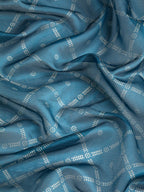 Turquoise Kanjeevaram Silk Digital Print Geomatric Saree with Unstitched Blouse - Hiral Fashion