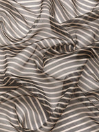 Gray Kanjeevaram Silk Digital Print Striped Saree with Unstitched Blouse - Hiral Fashion