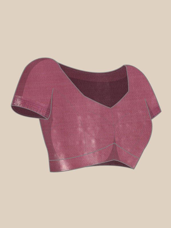 Purple Kanjeevaram Silk Digital Print Striped Saree with Unstitched Blouse - Hiral Fashion