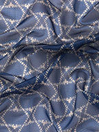 Blue Kanjeevaram Silk Digital Print Geomatric Saree with Unstitched Blouse - Hiral Fashion