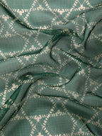Green Kanjeevaram Silk Digital Print Geomatric Saree with Unstitched Blouse - Hiral Fashion