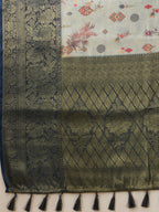 Gray Tissue Silk Digital Print Floral Saree with Unstitched Blouse - Hiral Fashion