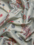 Gray Tissue Silk Digital Print Floral Saree with Unstitched Blouse - Hiral Fashion