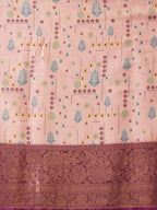 Purple Tissue Silk Digital Print Floral Saree with Unstitched Blouse - Hiral Fashion