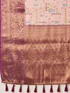 Purple Tissue Silk Digital Print Floral Saree with Unstitched Blouse - Hiral Fashion