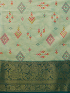 Turquoise Tissue Silk Digital Print Geomatric Saree with Unstitched Blouse - Hiral Fashion