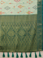 Turquoise Tissue Silk Digital Print Geomatric Saree with Unstitched Blouse - Hiral Fashion