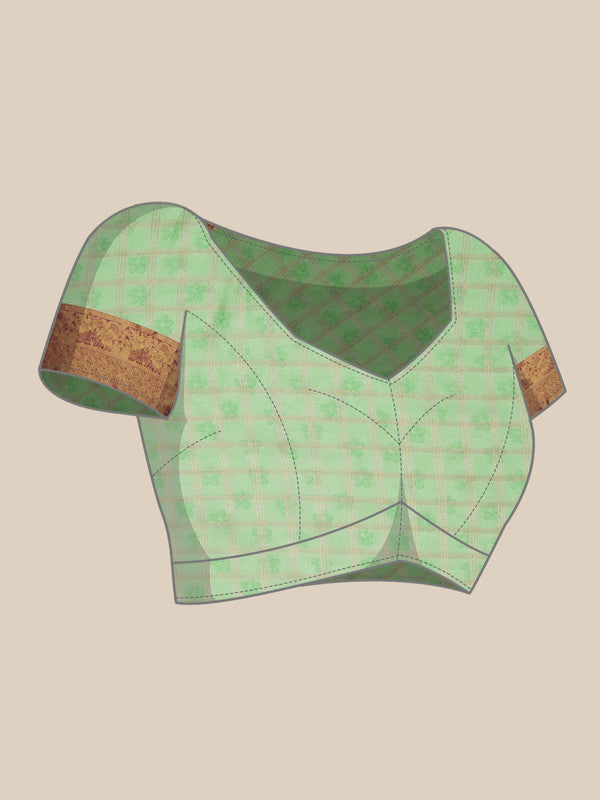Green Munga Silk Digital Print Floral Saree with Unstitched Blouse - Hiral Fashion