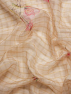 Peach Munga Silk Digital Print Floral Saree with Unstitched Blouse - Hiral Fashion