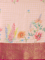 Pink Munga Silk Digital Print Floral Saree with Unstitched Blouse - Hiral Fashion